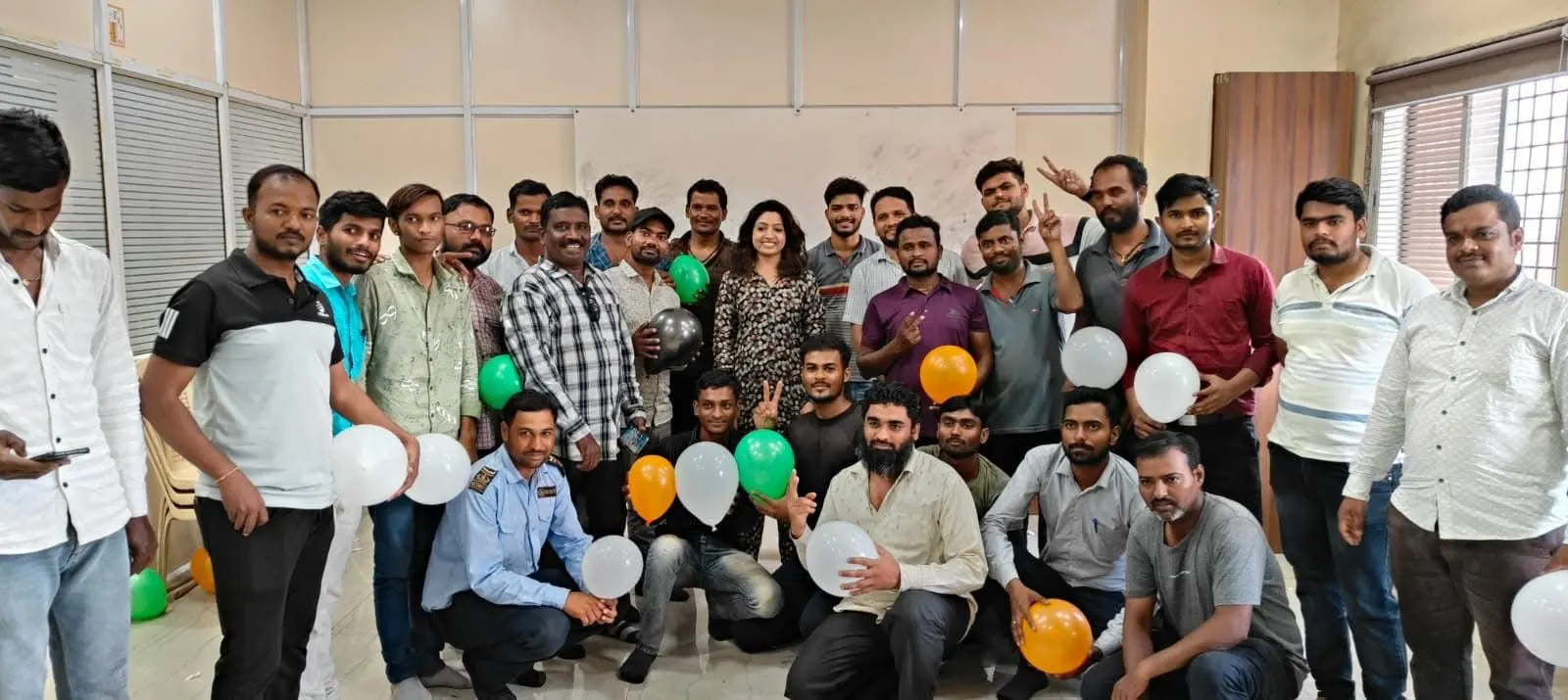 Sayali with a group after a training session
