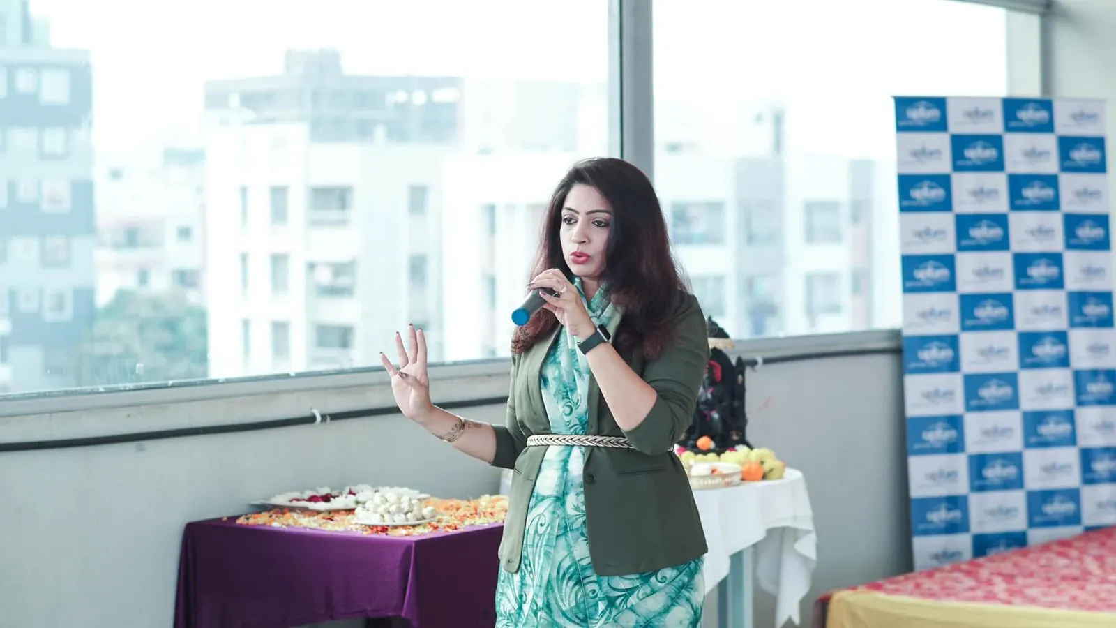 Sayali Saptarshi speaking during a live training session