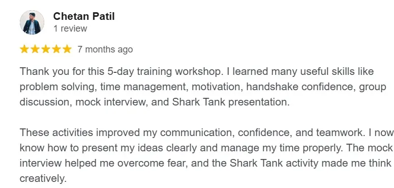 Google review screenshot for Sayali Saptarshi
