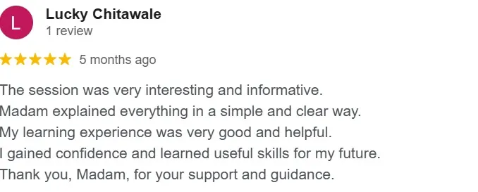 Google review screenshot for Sayali Saptarshi