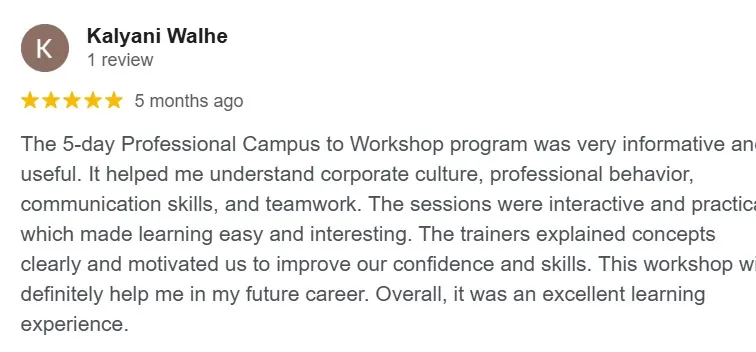 Google review screenshot for Sayali Saptarshi
