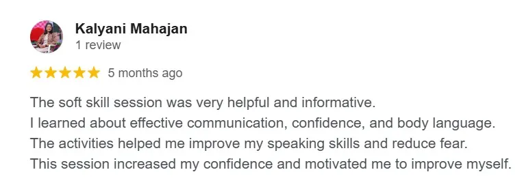 Google review screenshot for Sayali Saptarshi