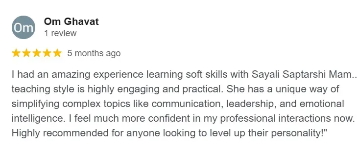 Google review screenshot for Sayali Saptarshi