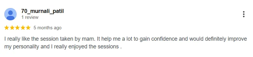 Google review screenshot for Sayali Saptarshi